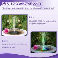T02C!18CM LED Solar Fountain Pump With 3000Mah Battery 3.5W 6 Nozzles Fountain Pump For Bird Bath Garden Water Cycling