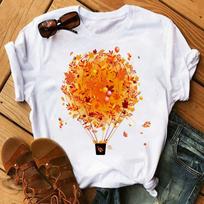 Maycaur Flower Women T Shirt Harajuku Air Balloon Print Ladies T Shirt Summer New XL