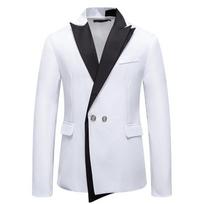 Vyriški verslo slim fit švarkai Madingi vestuviniai kostiumai Paltai Vyriški dainininkų pasirodymų drabužiai Viršutiniai drabužiai M balta