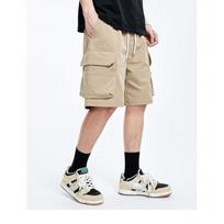 Summer Men's Overalls Short  Style Baggy Straight Cropped Pants XL chaki