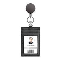 Leather Id Badge Holder RFID Blocking Waterproof ID Card Case Credit Card Holder Employee ID Cover Name Badge Holder