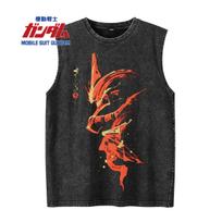 Summer Mobile Suit Gundam Men Tank Tops Gym Clothing Sleeveless Shirt Vintage Washed Oversized Harajuku Vest Y2k Streetwear S