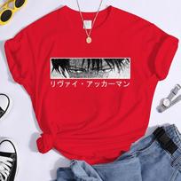 New Levi Ackerman Print T-Shirt Summer Short Sleeve Casual Round Neck Tee Shirt Streetwear Fashion Anime T-shirt Top M