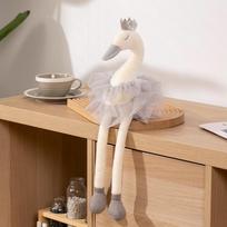 Girly Heart Pink Ballet Dress Little Swan Doll Plush Toy Crown Swan Doll Girl Soothing Ragdoll 40cm（0.1kg） pilka spalva