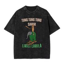 Washed Unisex Tung Tung Tung Sahur Baseball Bat T Shirt Tralalero Tralala Shark Tshirts Bombardiro Crocodilo Plane Bomber T Shirts M