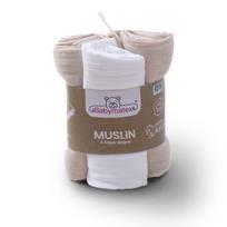 2-jų sluoksnių Vystyklai BabyMatex MUSLIN, 70x80-3 vnt, Light Beige
