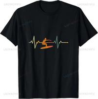 Vintage Surf Surfer Gift Heartbeat Waves Surfing TShirt Unisex Summer Streetwear Tops Unisexs Clothing Ropa Hombre S