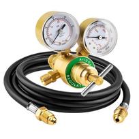 Argon CO2 Regulator TIG MIG Welding Gas Dual Gauge with 6.6ft Hose CGA580 Inlet Connection 0 4000PSI Input Pressure