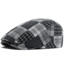 Fashion Big Plaid Patchwork Beret Retro Style Casual Style Flat Cap Hip Hop Design Newsboy Hat For Spring Autumn