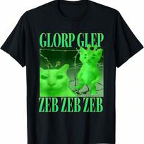 Gnarp Cat Silly Alien Cat Meme Brainrot Meme Funny Funny Cat T-Shirt(1) S įvairiaspalvis