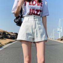 Classic and Minimalist Fashion Versatile Ultra-high-waisted Women Loose Summer Skinny Rolled Edge Wide-legged A Word Sub Denim Shorts Individuality S balta