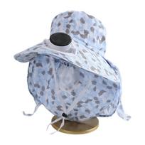 Mens Floppy Hat Anti-UV Solar Fan Cap USB Charging Breathable Sun Cap Long Sun Shield 300MA Current Fisherman Hat Tea Picking