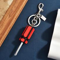 Creative Screwdriver Shape Keychain Red And Black Contrasting Colors Portable Practical Bag Pendant Trendy Cool Hardware Pendant