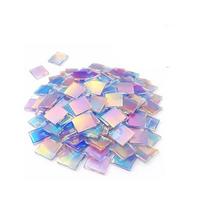 50 vnt. kvadratinės spindinčios akrilo plokštės, mini vaivorykštinės akrilo holo plexiglass plytelės, „pasidaryk pats“, reklama 2 x 2 cm-50 pcs white