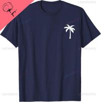 Cool Summer Vacation Unisex Women Beach Palm Tree TShirt Cotton Short Sleeve Customizable Camisas Streetwear S