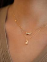 Three Lives, Three Worlds: 18K Gold-Plated Silver Necklace with Three Zircon Diamonds - Simple, Elegant Clavicle Chain 18K Gold