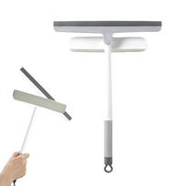 2-in-1 Window Screen Cleaner Brush with Squeegee, 360° Rotation Silicone Shower Windshield Squeegee for Cars Glass Mirrors Shower Doors Tiles pilka spalva