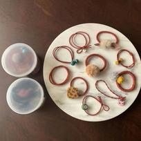 Lovely Hair Tie 10-Piece Set (3 Types) Strong Hair Ties Girls' Hair Ties Ribbon Hair Ties Foam Light blue one size