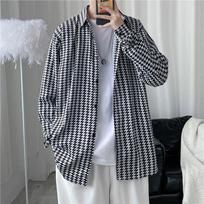 Men's Summer Long Sve Casual Irt Hong Kong Sle Loose Design Trendy Print Moisture Ng Polyester Fiber Inner Wear M juodųjų pupelių spalva