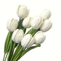 6 Pcs Fake Tulips Artificial Flower Bouquet for Decoration Tulip Crochet Forever Flowers Bouquet for Table Decor Handmade with Stem & Leaf Tulip 6 Pcs balta