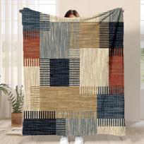 1 vnt. patogus bohemiško stiliaus flanelės pledas - minkštas, šiltas, skalbiamas mašinoje, daugiaspalvis patchwork dizainas 30x40in