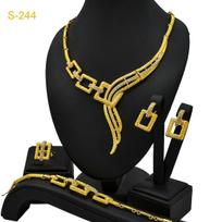 Dubai 24K Gold Plated Bridal Necklace Ring Earrings Bracelet Four-piece Arabian Women's Wedding Jewelry Set 2026 45CM
