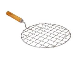 TreegoArt Nerūdijančio plieno medinė rankena Apvalus kepimo tinklelis Kepimo viela su Papad Jali, Roti Jali ir Grilio grotelėmis Virtuvei - 1 vnt. pakuotė 13 Inches Length sidabras