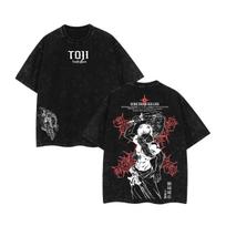 AUnisexai Jujutsu Kaisen anime washed Tshirt  Summer New unisex cotton large pattern Loose shortsleeved premium  shirt L