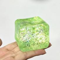 Glitter Squishy Ice Cube Maltose Fidgets Toys Soft Mochi Anti Stress Squeeze Toy Transparent Square Decompression Gifts