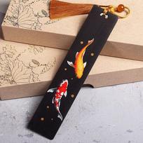 1PC Painted Koi Bookmark Ebony Auspicious Koi Bookmark Purple Light Sandalwood Every Year More Than Study Supplies Can Be Engraved