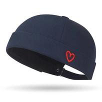 Vintage Heart Love Label Docker Cap Cotton Adjustable Brimless Hat Skull Cap Men and Women tamsiai mėlyna spalva