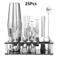 Stylish Stainless Steel Cocktail Shaker Set Featuring 25 Essential Bar Tools Boston Shaker