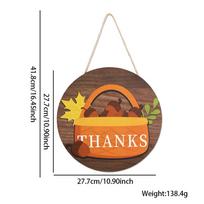 Vibrant Thanksgiving Themed Wooden Plaque For Festive Autumn Decor With Colorful Leaves Hazelnut Maple Basket