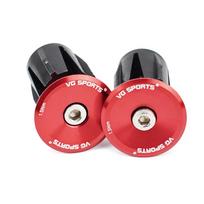 VG Sports 1 Pair MTB Bike Handlebar Stopper Mountain Bicycle Grip Bar Plug Cap raudona