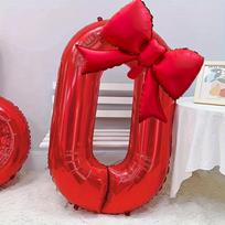 Trendy Large 32inch Number Digital 0-9 Balloon with Red Bowknot Red Foil Balloons Anniversary Decoration Birthday Party Balloons 32inch