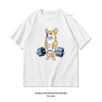 Corgi Weightlifting Funny Dog Deadlift Fitness Gym tshirt Women Unisex Casual cotton printed t shirts ropa hombre S