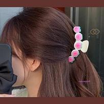 Claw clip ribbon hair hair clip teddy bear fruit updo half long hair hair pin half hairstyle claw clip summer half hair clip pink cde468 1. Pitch