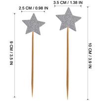 50Pcs Star Glitter Cake Decorations Pentagram Cupcake Toppers Birthday Wedding Party Dessert Table Display Star Cupcake Toppers sidabras