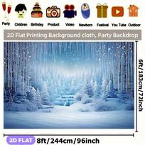 2D Holiday Photography Backdrop with Frozen Waterfall and Blue Tones 47.2x31.5inch/120*80cm
