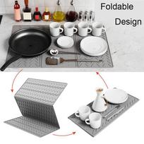 Foldable Silicone Drain Pad Drying Mat Pots Dish Drain Mat For Kitchen Tableware Waterproof Heat Resistant Non-slip Mats Pad pilka