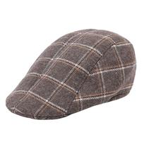 Men's Plaid Wool Beret - Warm Autumn/Winter Cap for Mid-Aged & Elderly One Size
