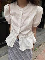 Women Short-sleeved Shirts White Tops Summer Y2K Clothing Sweet Style S balta