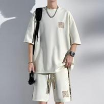 Kinų stiliaus Nacionalinio stiliaus sportinis kostiumas Vyriškas vasarinis ledo šilko greitai džiūstantis trumpomis rankovėmis T-shirt Lengvas pralaidus orui Didelio dydžio laisvalaikio šortai S balta