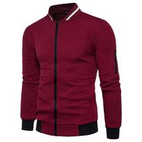Autumn Men's Thin Coat Side Stitch Slip Pocket Casual Jacket Sportswear Young Fashion Slim Jacket M vyno raudonos spalvos