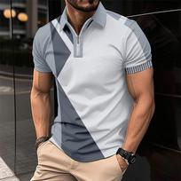 Summer Men's Hot Selling Polo Neck Shirt Solid Color Button Men's Short Sleeved T-shirt High Quality Wrinkle Resistant Skinc M pilka spalva