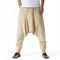 Vyriškos kelnės Harem Pants Baggy laisvalaikio jogos laisvalaikio tarpkojo kelnės M smėlis