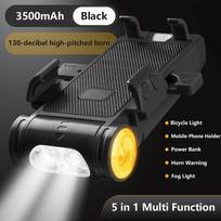 Ultra Bright 5-in-1 LED Bike Headlight, 3500mAh Power Bank & Phone Holder Combo, Waterproof Handlebar Light for MTB and Road Bicycles 3500mah juoda