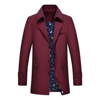 Autumn Winter Windbreaker Men's Slim Fit Coat M-5XL L vyno raudonos spalvos