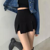 Sexy Split Shorts Skirt Female Office Ladies Suit Skirt Summer Black Mini A-line Hakama High Waist Wide Leg Shorts XS juoda
