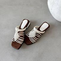 Krazing Pot Straw Weaving Summer Size 40 High Quality Slip on French Chic Thick Heels Women Peep Toe Sandals 35 dramblio kaulas